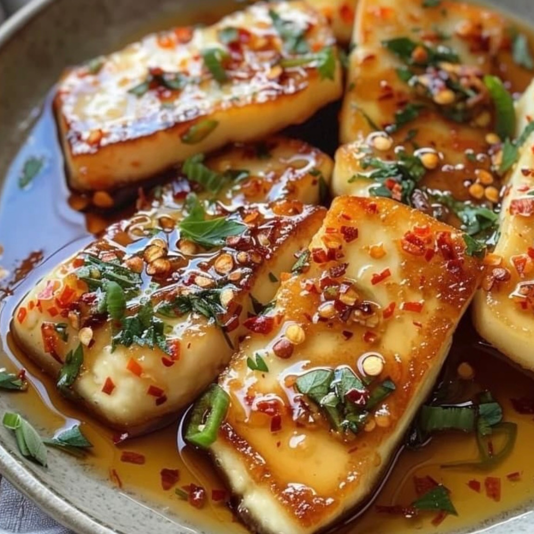Hot Honey Crispy Halloumi & Red Pepper Noodles