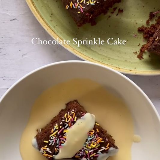 Old School Sprinkle Sponge Cake. Custard