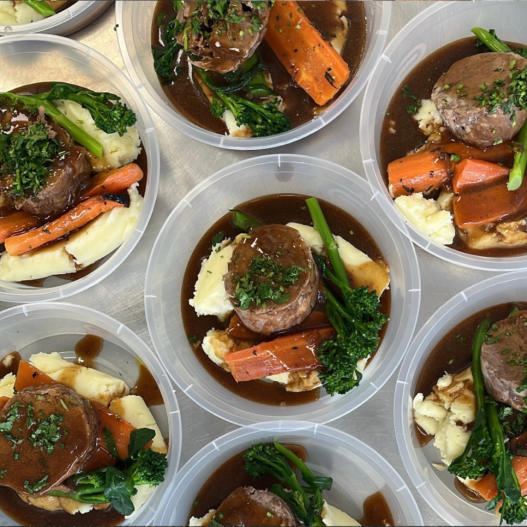 Red Wine Braised Featherblade Of Beef. Mustard Mash. Roast Winter Veg, Gravy