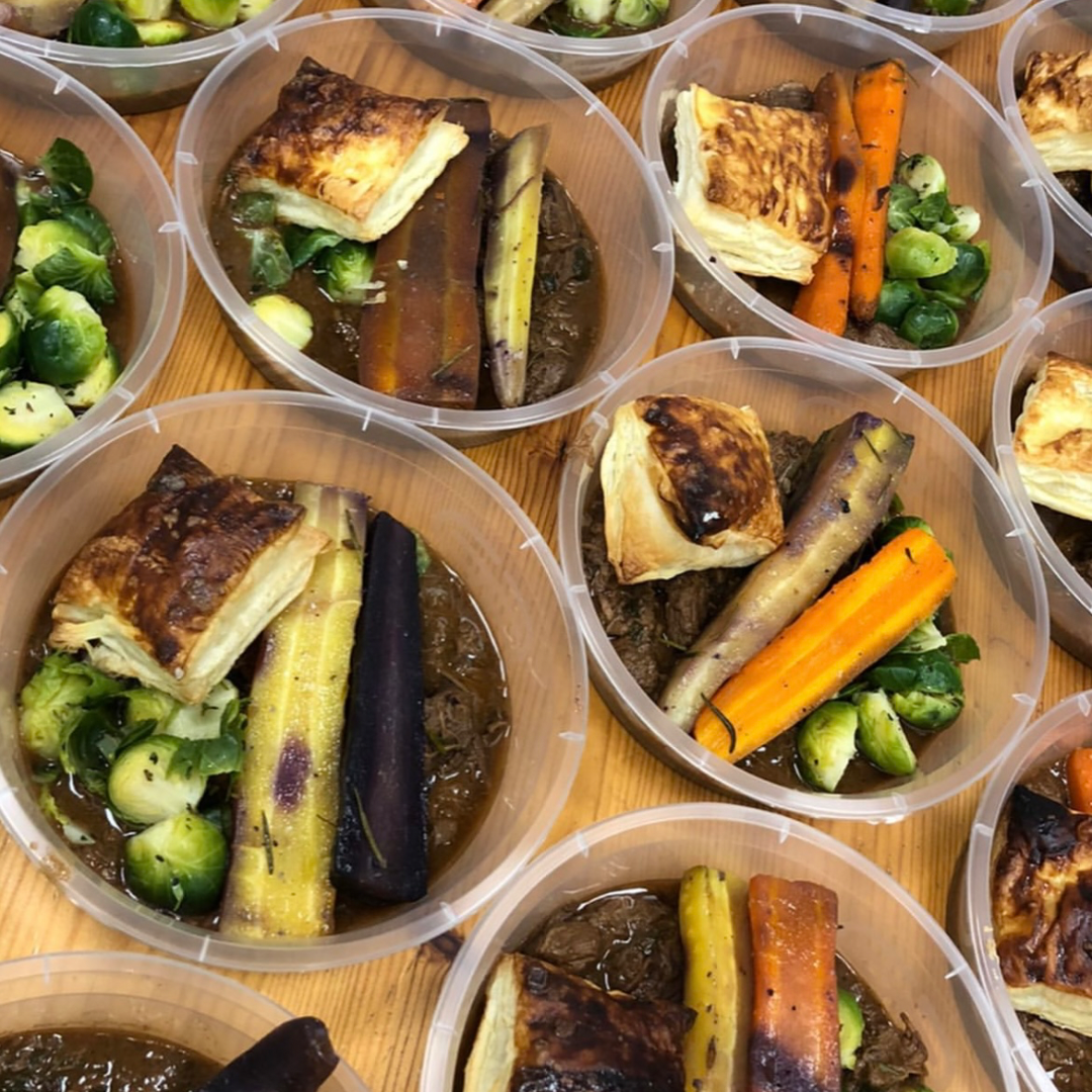 Steak Pie. Mash. Honey & Thyme Roast Carrots. Greens (L)
