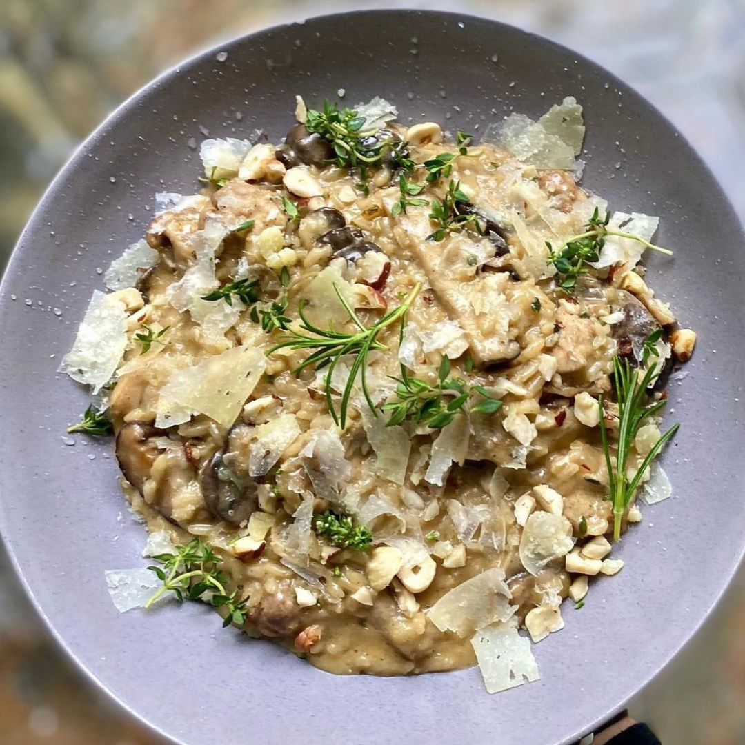 Wild Mushroom Risotto. Garlic & Parmesan Crumb (L)