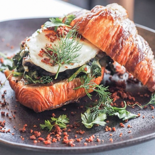 Haggis, Egg, Cheese & Chilli Jam Loaded Croissant