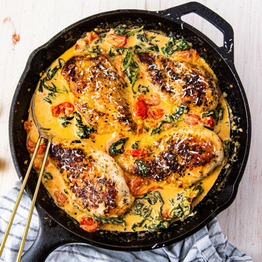 Creamy Tuscan Chicken. Mash. Mixed Greens